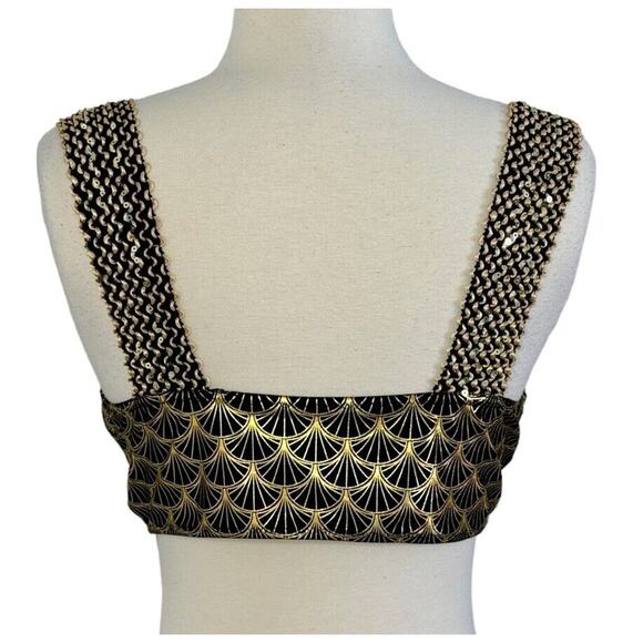 Sirencore Mermaid Metallic Gold Crop Bra Top Festival Cage Club Party Rave Sz M - Picture 8 of 11